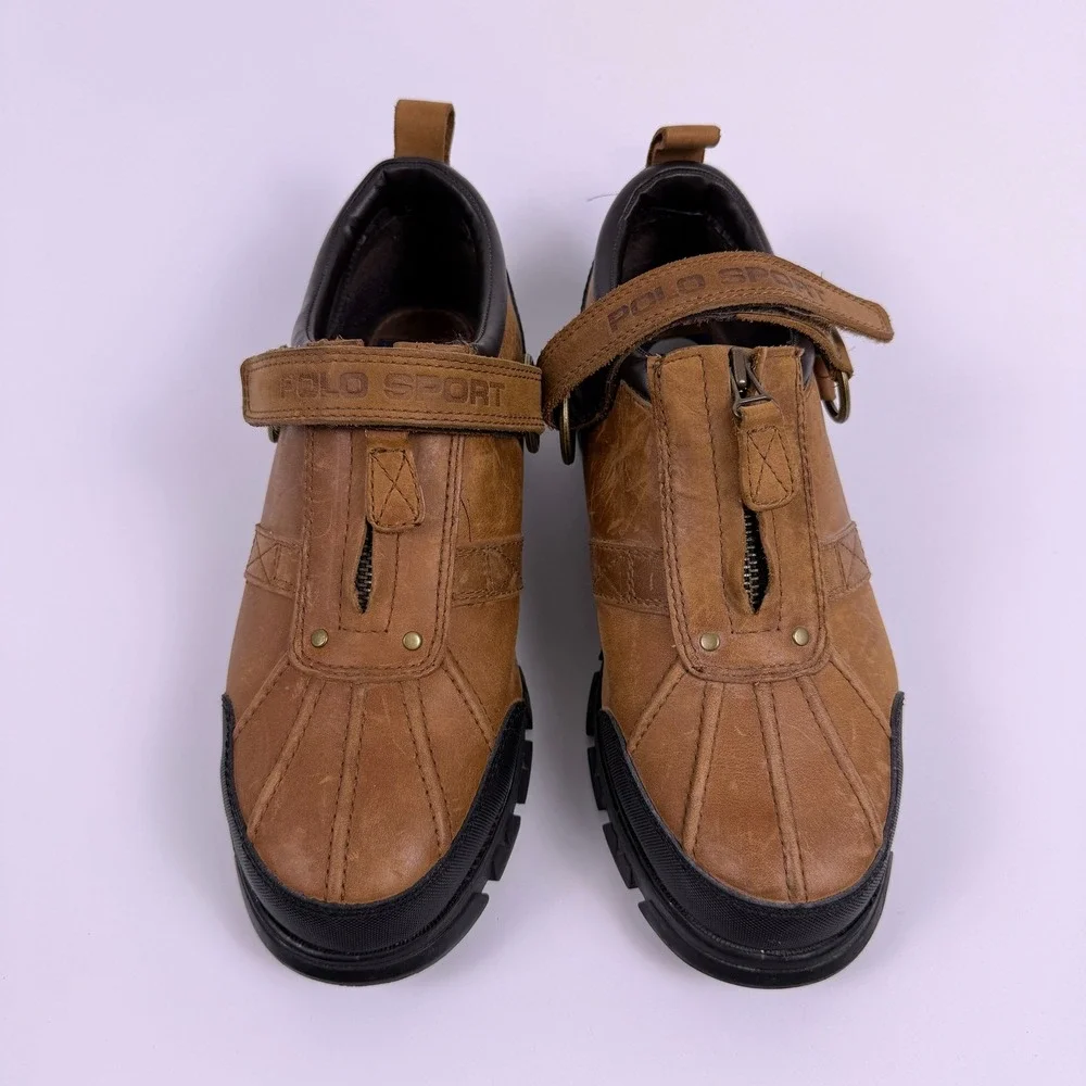 NWOT VTG Ralph Lauren Polo Sport Conquest Duck Boots Mens 9.5 Brown Leather